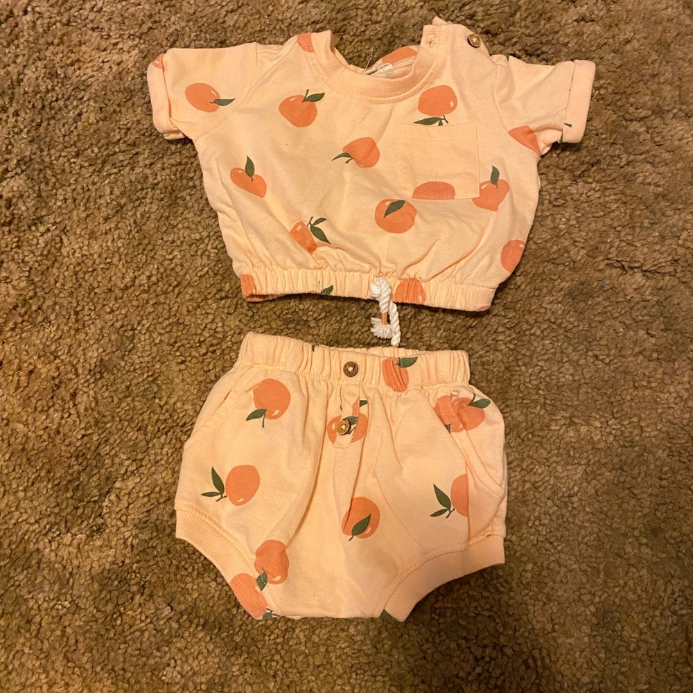 Peach Print Baby Outfit